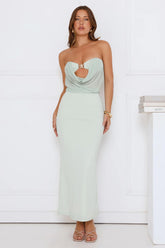 Escape Plan Strapless Maxi Dress Sage