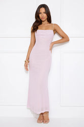 Elevated Status Embellished Mesh Maxi Dress Lilac