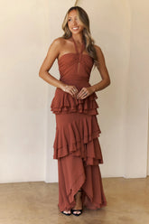 Zephyr Halter Maxi Dress Rust
