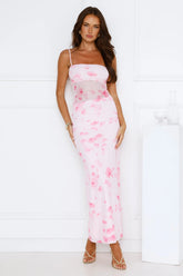 Frosted Glam Mesh Maxi Dress Pink