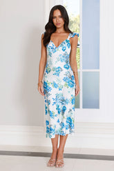 Wild Bloom Club Midi Dress White