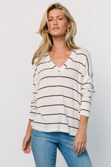 Houston Relaxed Sweater Top | Ivory Stripe