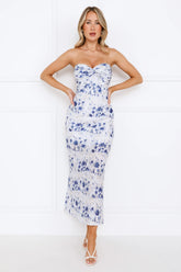 Full Of Love Strapless Maxi Dress Navy