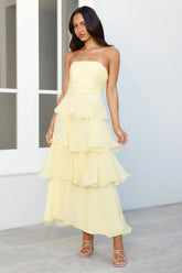 Wedding Adventure Strapless Maxi Dress Yellow