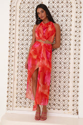 Golden Hour Drinks Midi Dress Orange