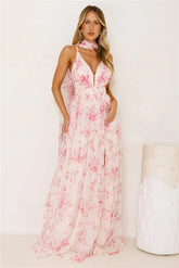 Enchanted Petals Maxi Dress Fuchsia