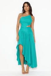 Frolicking Fields Midi Dress Green