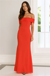 Endless Desire Off Shoulder Maxi Dress Tangerine
