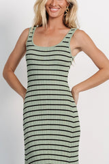 Jesse Ribbed Tank Maxi Dress | Olive + Black