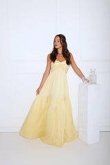 Unforgettable Style Strapless Maxi Dress Yellow
