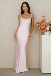 The Penelope Cowl Satin Maxi Dress Pink