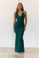 Vibe Setter Halter Maxi Dress Green