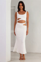 Where Did You Go Ribbed Maxi Skirt White