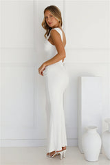 Upscale Ribbed Maxi Dress White