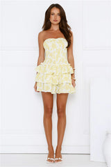 Sunshine Chic Strapless Mini Dress Yellow