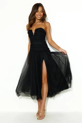 Under Stars Tulle Maxi Dress Black