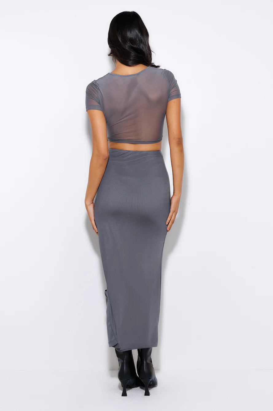 Energy For You Mesh Maxi Skirt Grey