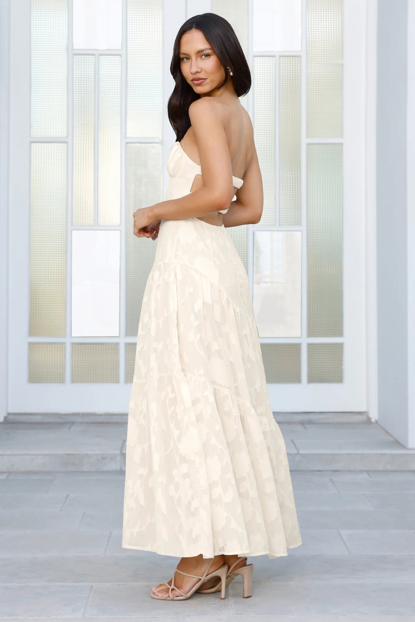 Wildflower Waltz Strapless Maxi Dress Yellow