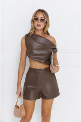 Champagne At Midnight Faux Leather Set Brown