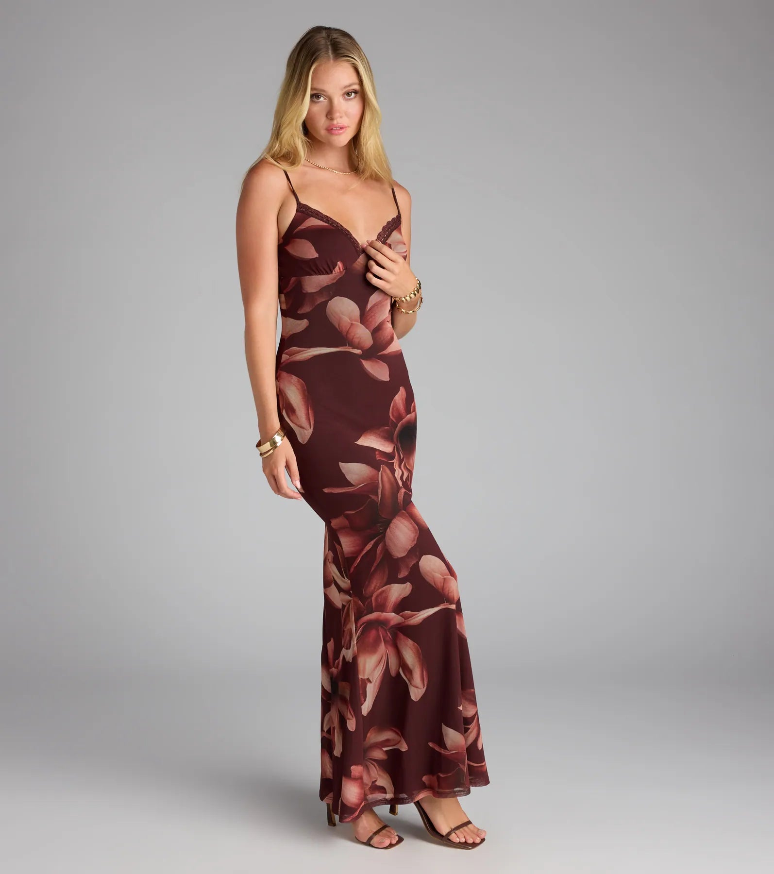 Sweet Talk Floral Mesh Maxi Dress