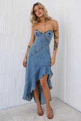 Ambitious Goals Denim Midi Dress Denim