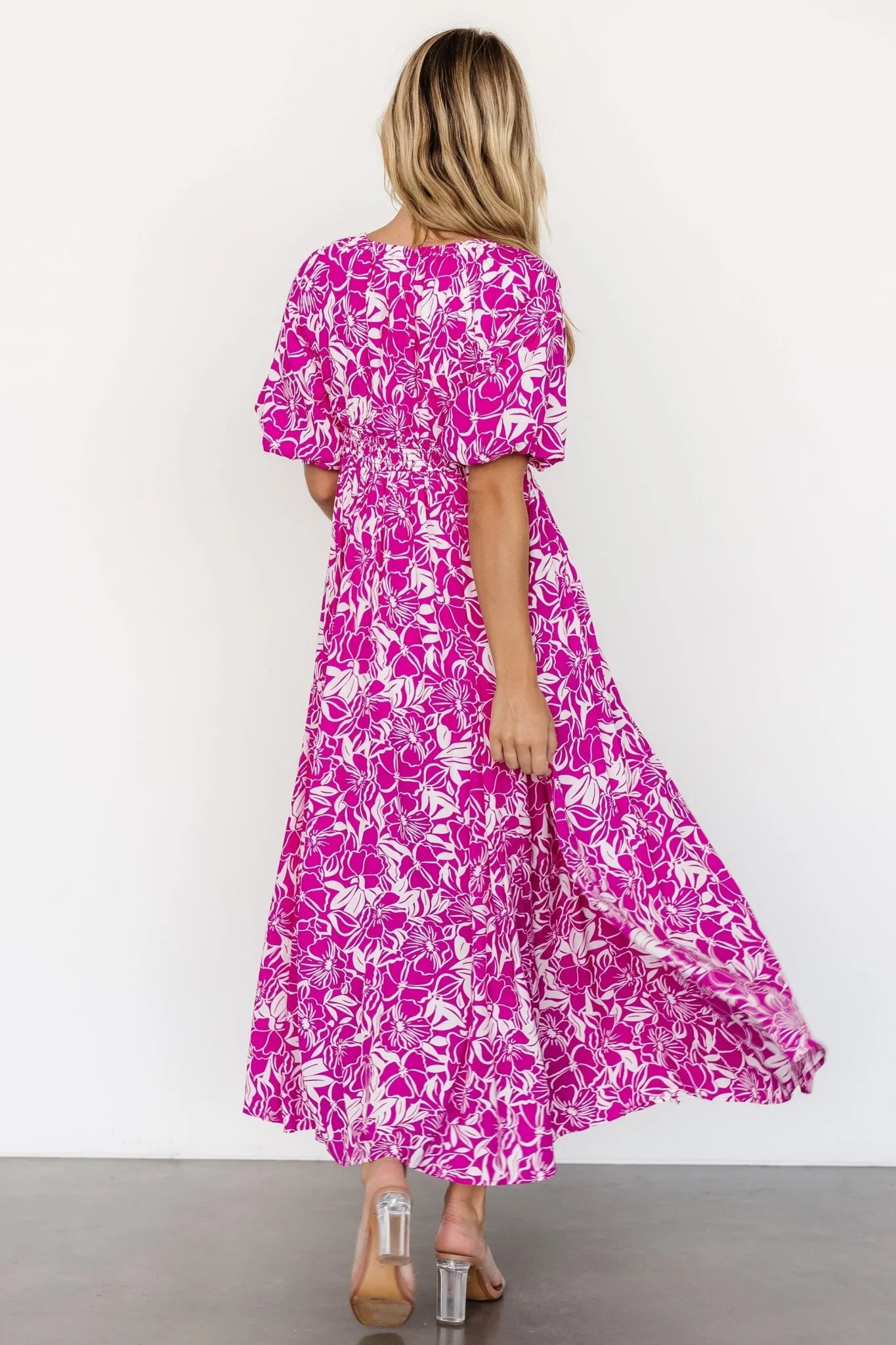 Elaine Maxi Dress | Magenta + White