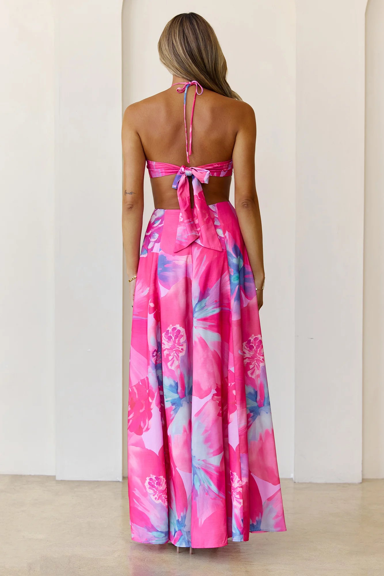 Viola Halter Maxi Dress Fuchsia