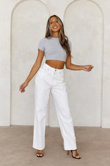 BASE The Baby Tee Ribbed Crop Top Grey