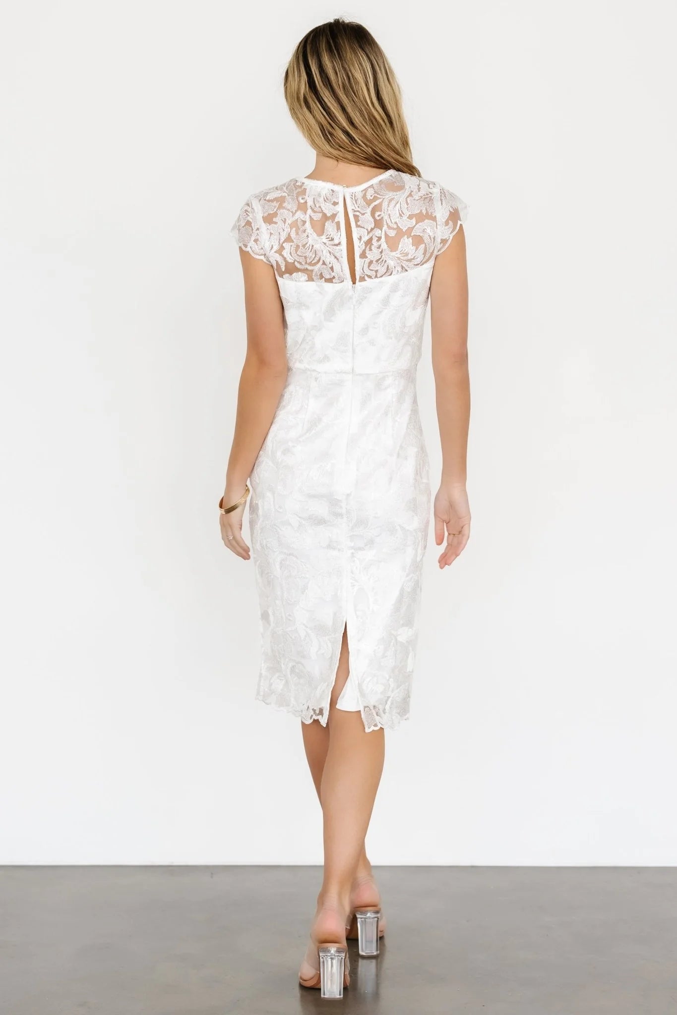 Jacqueline Embossed Midi Dress | White