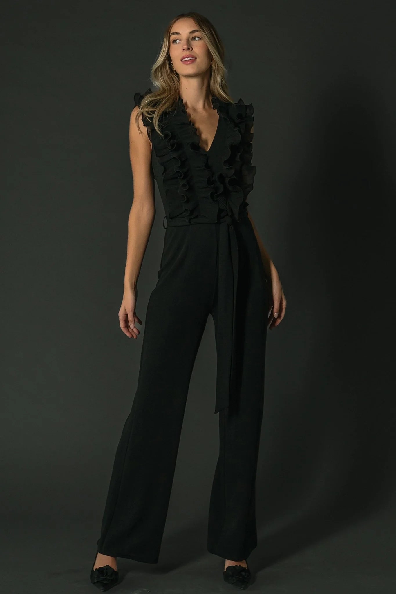 Tyra Ruffle Tank Jumpsuit | Black