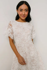 Aasha Lace Short Dress | Off White