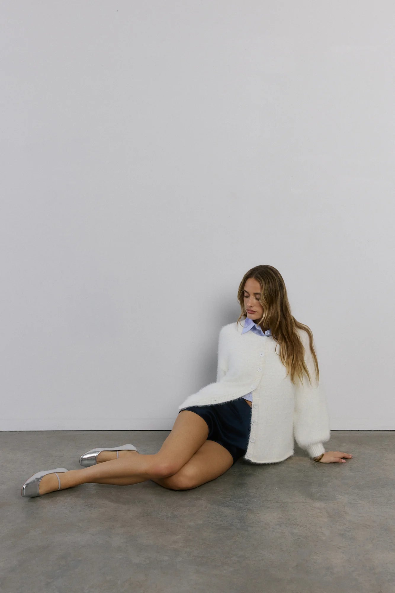 Crisp Snowfall Longline Fluffy Cardigan White