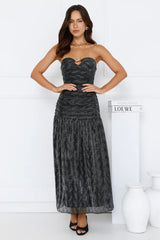 Glittering Vibes Strapless Maxi Dress Black