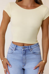 BASE Luxe Rib Scoop Back Tee Yellow