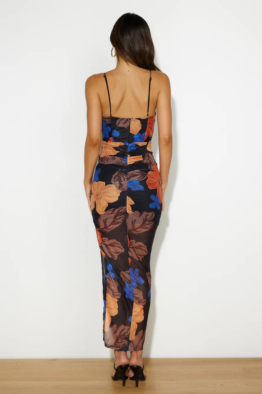 Content Lover Mesh Maxi Dress Black