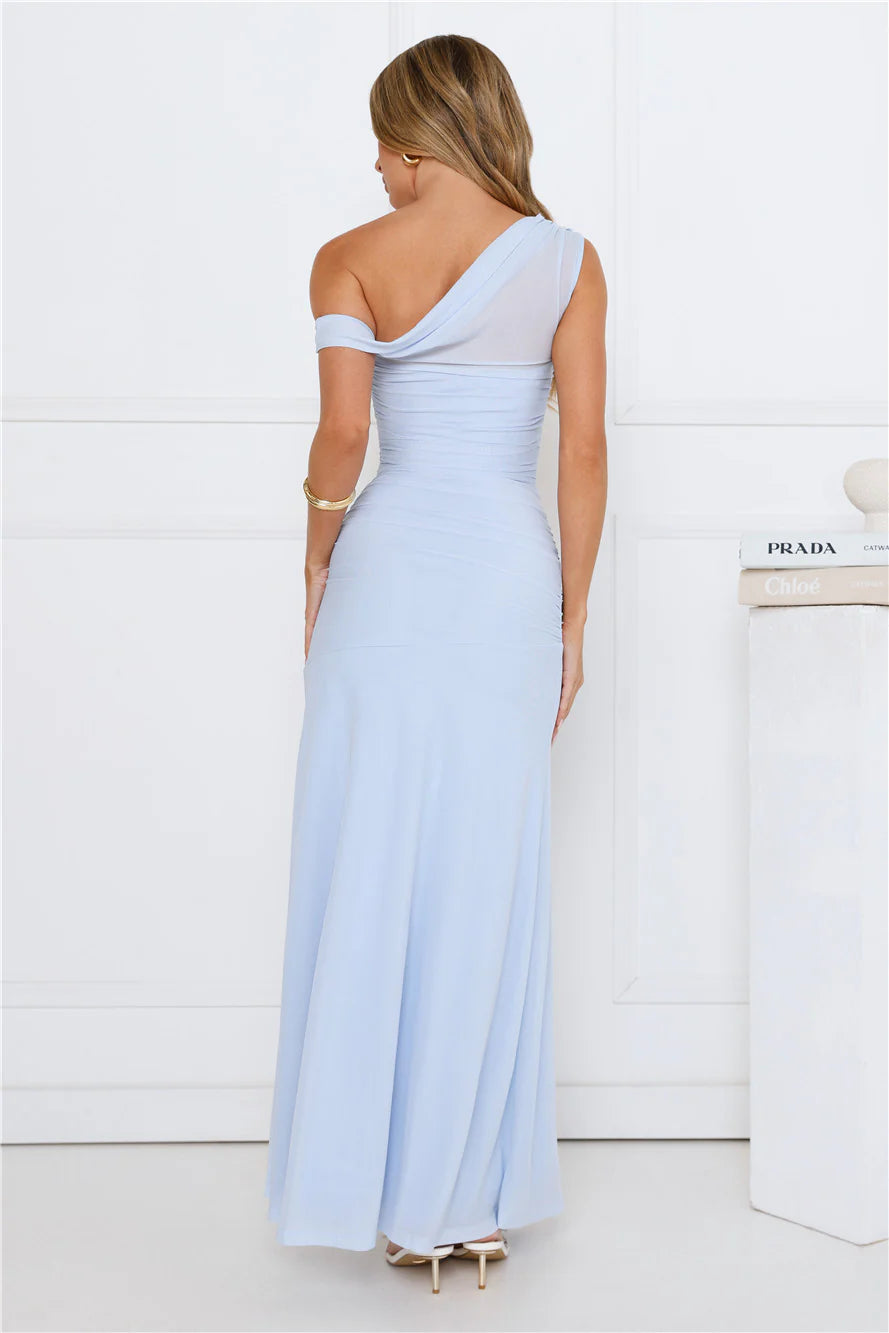 Bloom Baby Off Shoulder Maxi Dress Blue