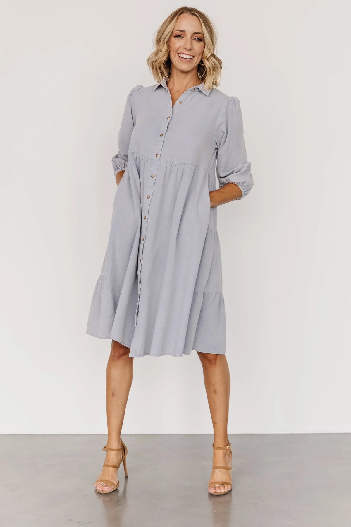 Sari Babydoll Dress | Light Denim