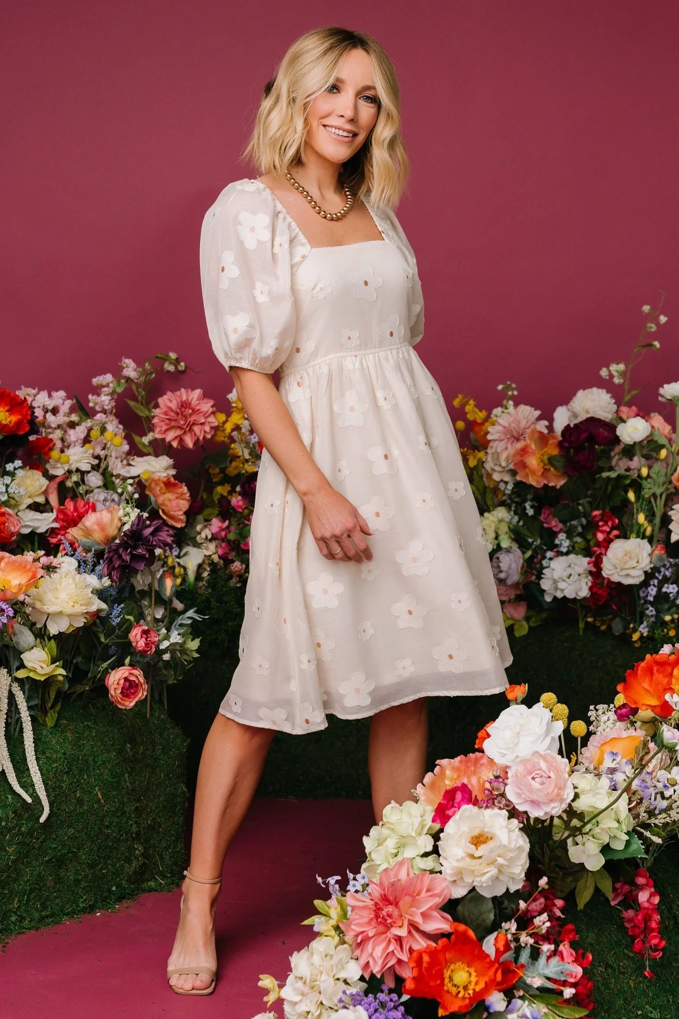 Daisy Short Dress | Vintage Cream Floral