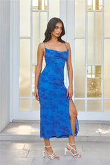 Effortlessly Me Mesh Midi Dress Blue