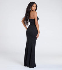 Perry Glitter Knit Wrap Slit Mermaid Dress