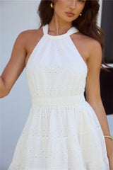 Daylight Brilliance Embroidered Mini Dress White