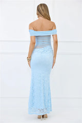 Dewy Delight Lace Maxi Dress Blue