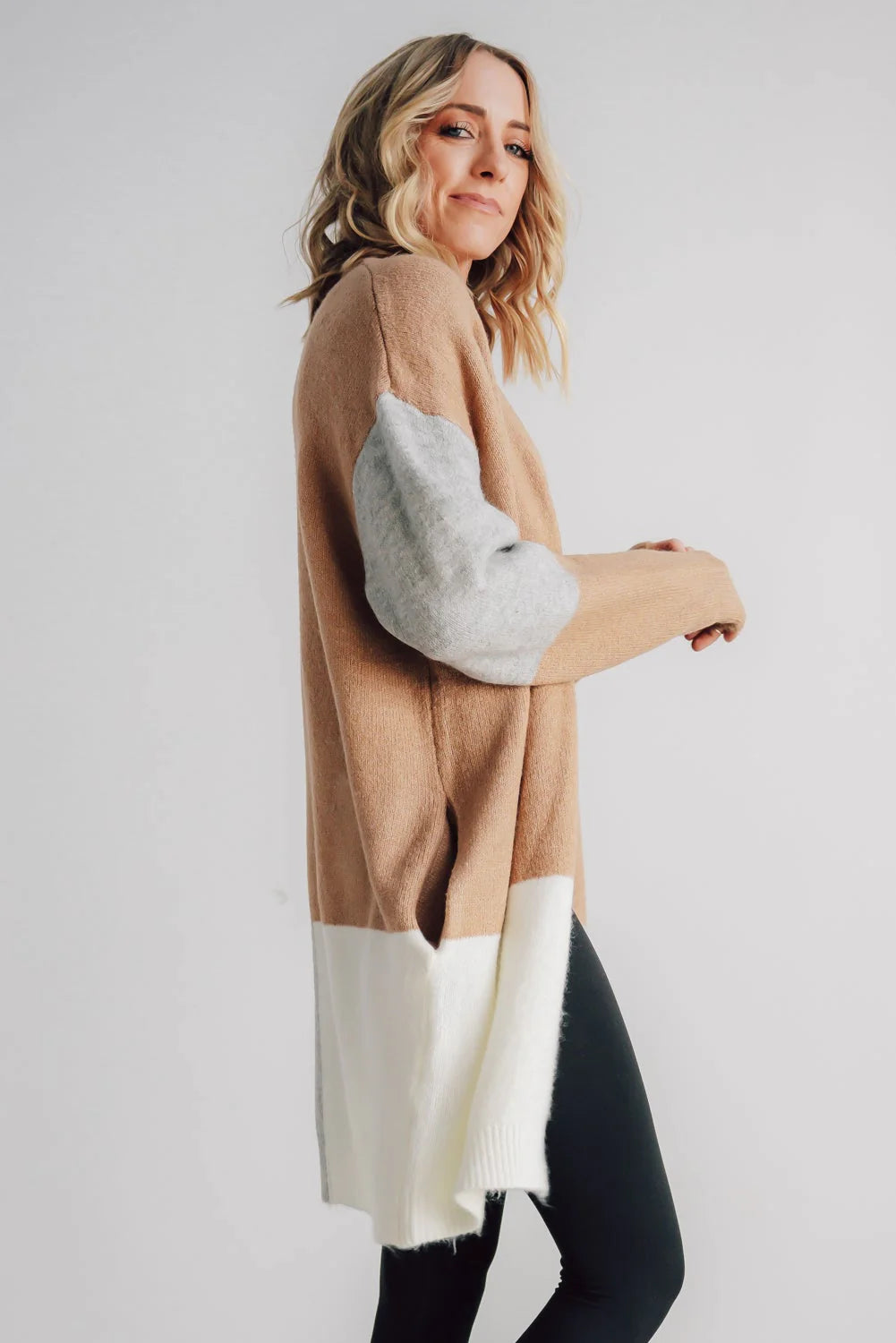 Pierson Color Block Cardigan | Camel
