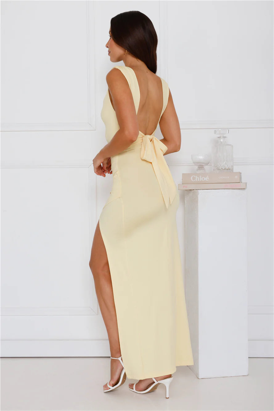 Fitted For You Maxi Dress Yellow