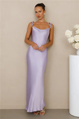 The Penelope Cowl Satin Maxi Dress Lilac