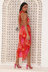 Golden Hour Drinks Midi Dress Orange