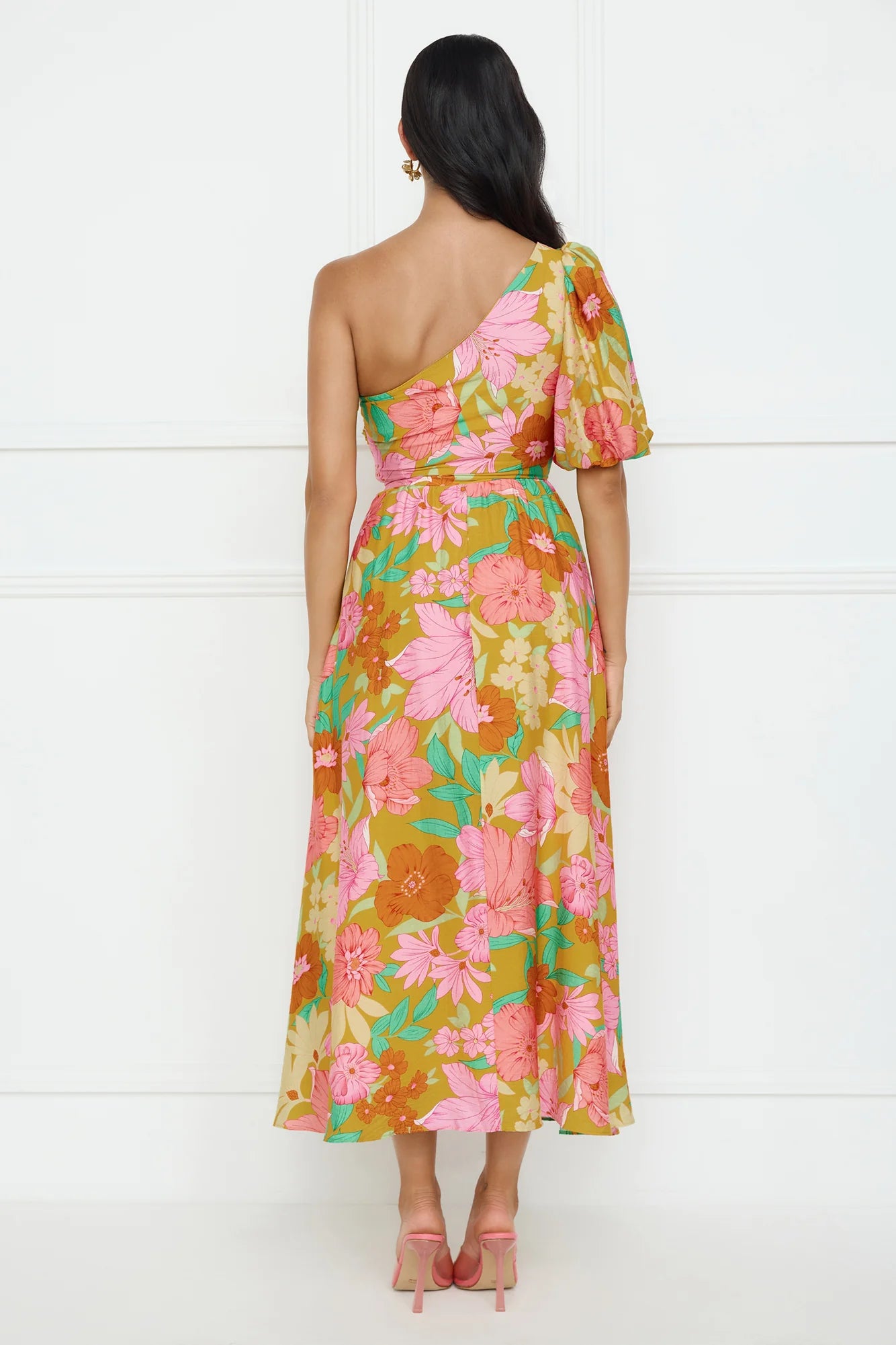 Coconut Crush One Shoulder Midi Dress Orange