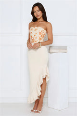 Enchanted Affection Strapless Sequin Midi Dress Yellow