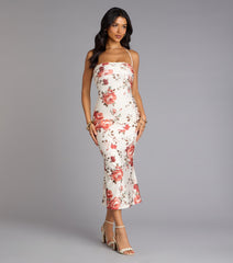 Garden Stroll Floral Lace-Up Midi Dress
