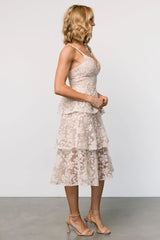 Giavanna Tiered Midi Dress | Champagne